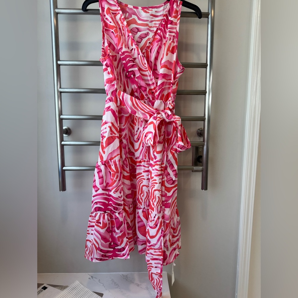 Pink Patterned Sleeveless Dress